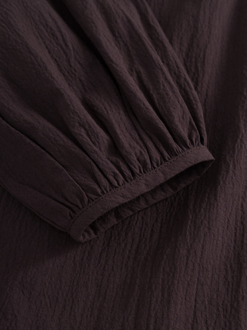 KnowledgeCotton Apparel - WMN Seersucker A-shape shirt Shirts 1394 Chocolate Plum