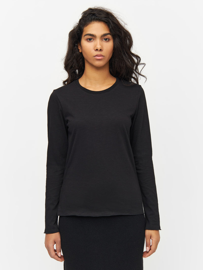 KnowledgeCotton Apparel - WMN Slub long sleeved tee T-shirts 1300 Black Jet