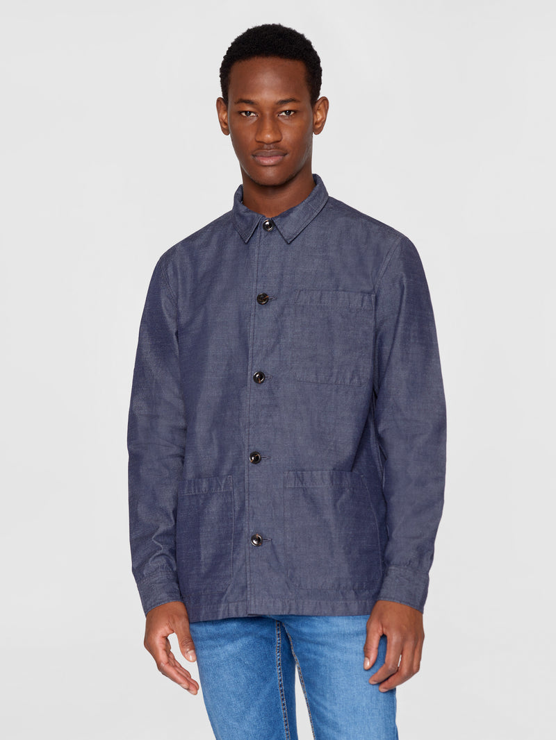 KnowledgeCotton Apparel - MEN Slub yarn overshirt - GOTS/Vegan Overshirts 1412 Night Sky