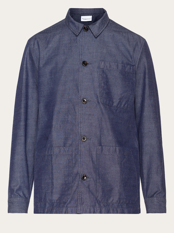 KnowledgeCotton Apparel - MEN Slub yarn overshirt - GOTS/Vegan Overshirts 1412 Night Sky