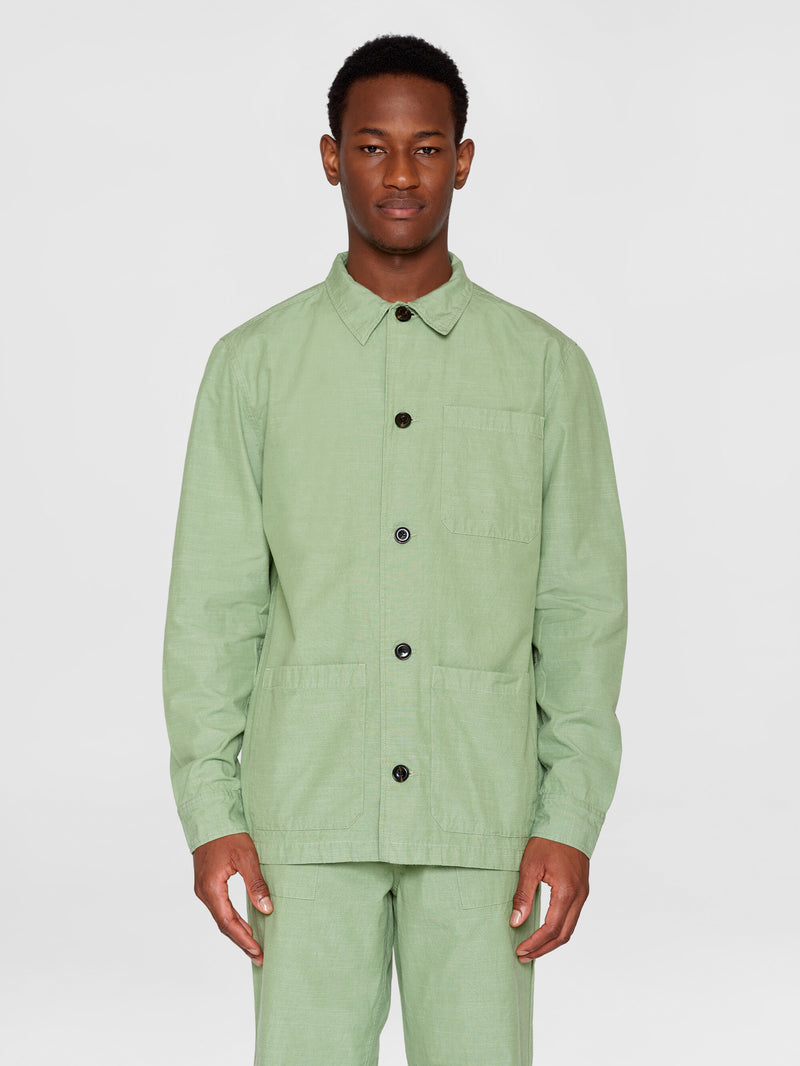 KnowledgeCotton Apparel - MEN Slub yarn overshirt - GOTS/Vegan Overshirts 1454 Shale Green