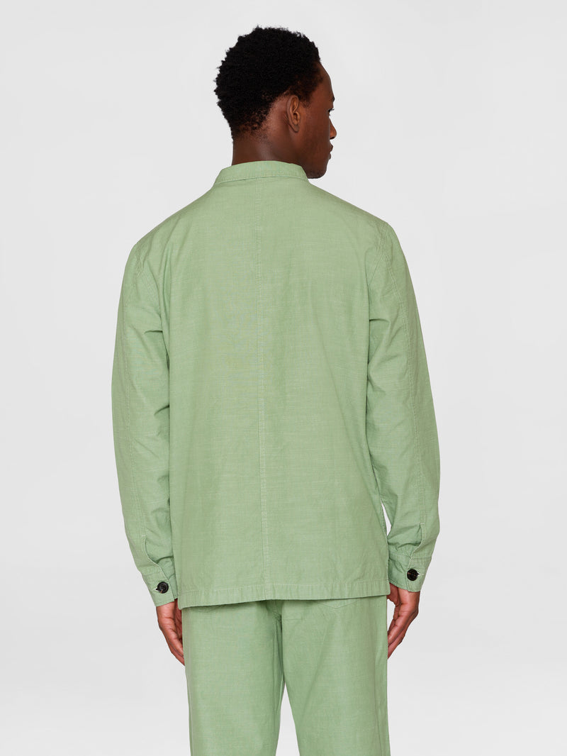 KnowledgeCotton Apparel - MEN Slub yarn overshirt - GOTS/Vegan Overshirts 1454 Shale Green