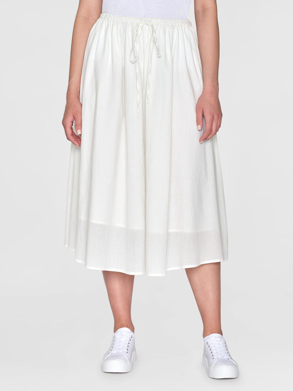 KnowledgeCotton Apparel - WMN Stripe structure A-shape mid-length skirt Skirts 1387 Egret