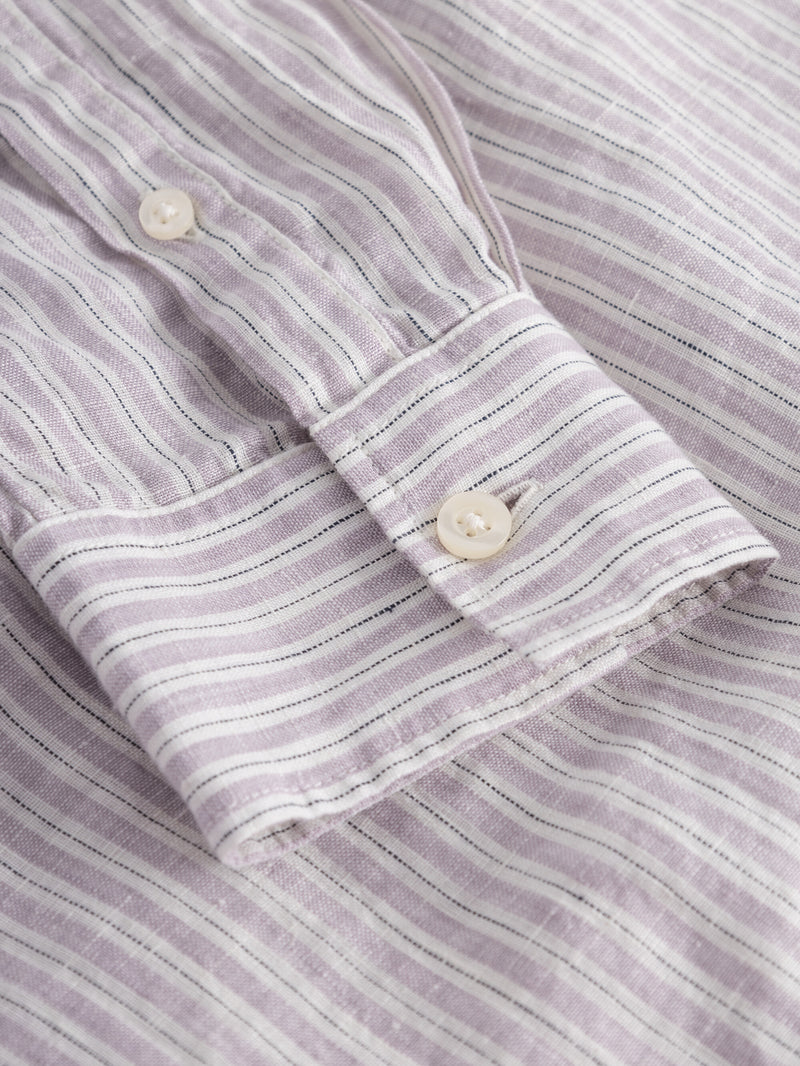 KnowledgeCotton Apparel - WMN Striped linen shirt dress Shirts 8011 Stripe