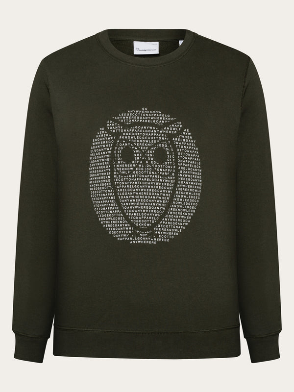 KnowledgeCotton Apparel - YOUNG Sweat with big owl print Sweats 1090 Forrest Night