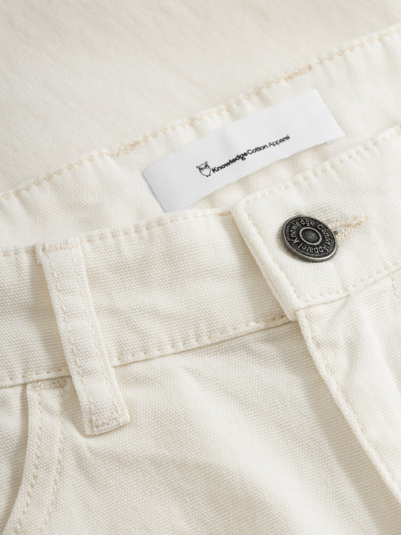 KnowledgeCotton Apparel - MEN TIM tapered fit canvas 5-pocket pants Pants 1007 Star White