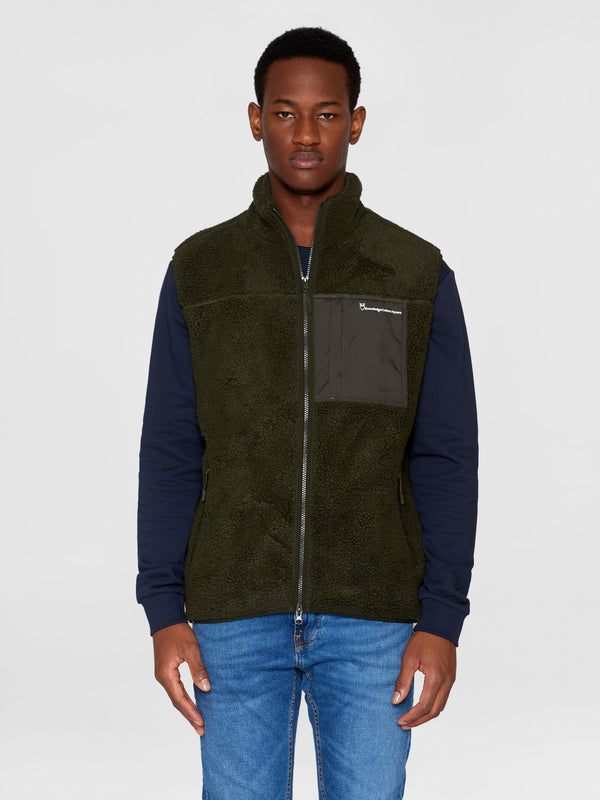 KnowledgeCotton Apparel - MEN Teddy fleece vest Fleeces 1090 Forrest Night