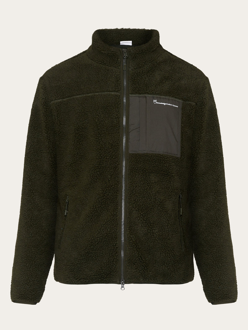 KnowledgeCotton Apparel - MEN Teddy fleece zip sweat Fleeces 1090 Forrest Night