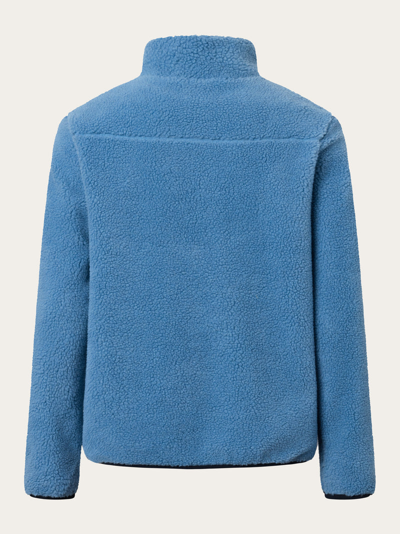 KnowledgeCotton Apparel - MEN Teddy fleece zip sweat Fleeces 1393 Azure Blue