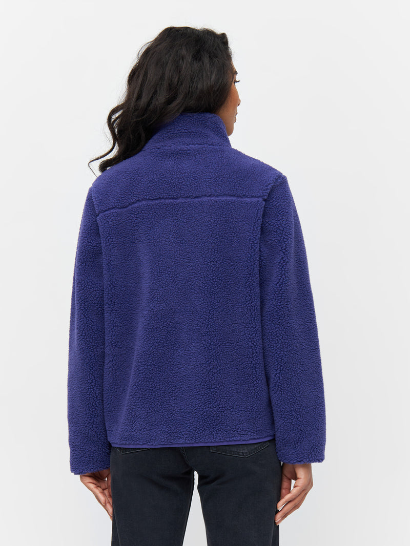 KnowledgeCotton Apparel - WMN Teddy high neck zip jacket Fleeces 1416 Deep Purple