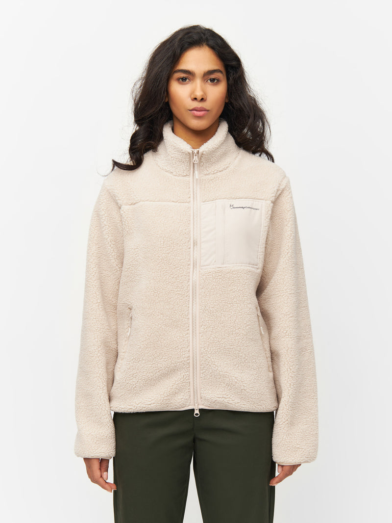 KnowledgeCotton Apparel - WMN Teddy high neck zip jacket Fleeces 9999 Item Colour