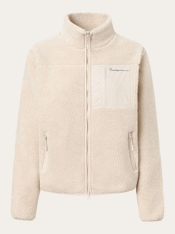 KnowledgeCotton Apparel - WMN Teddy high neck zip jacket Fleeces 9999 Item Colour