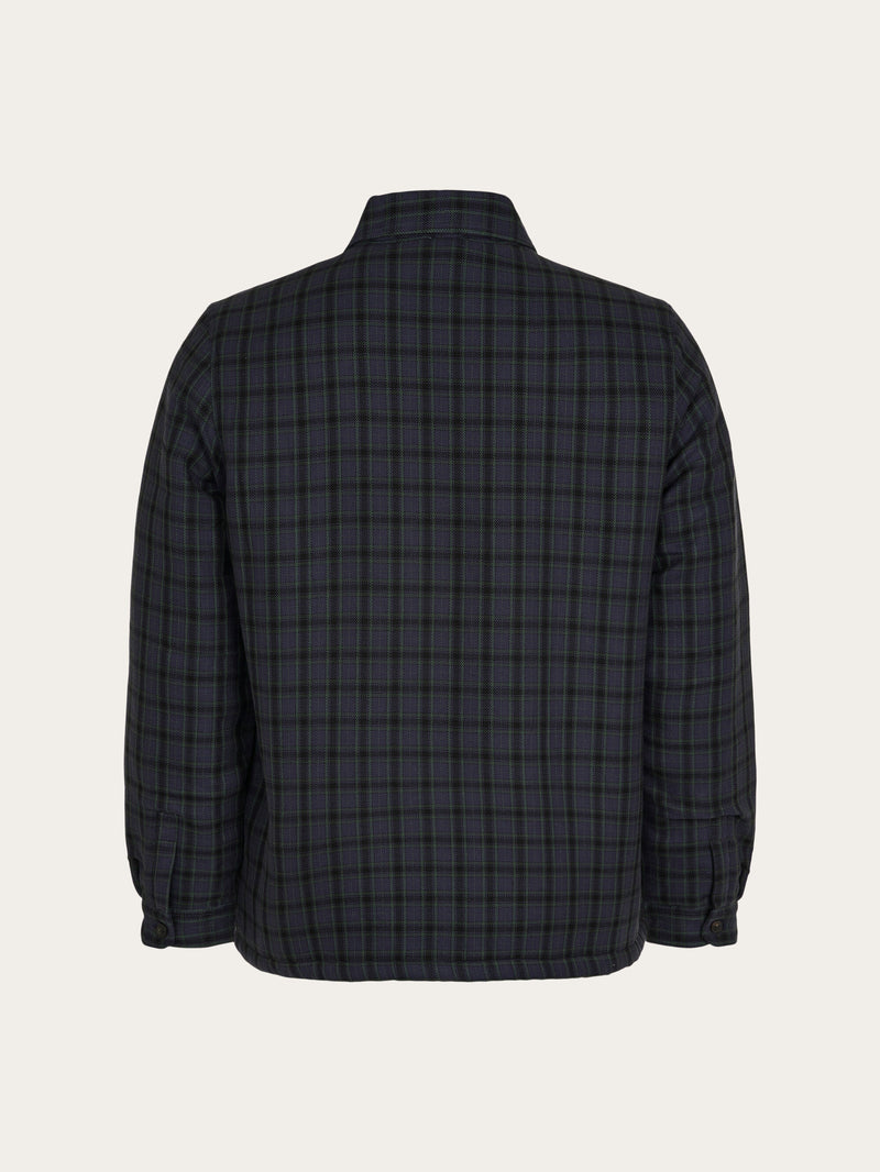 KnowledgeCotton Apparel - MEN Teddy lining checked overshirt Overshirts 1362 Trekking Green