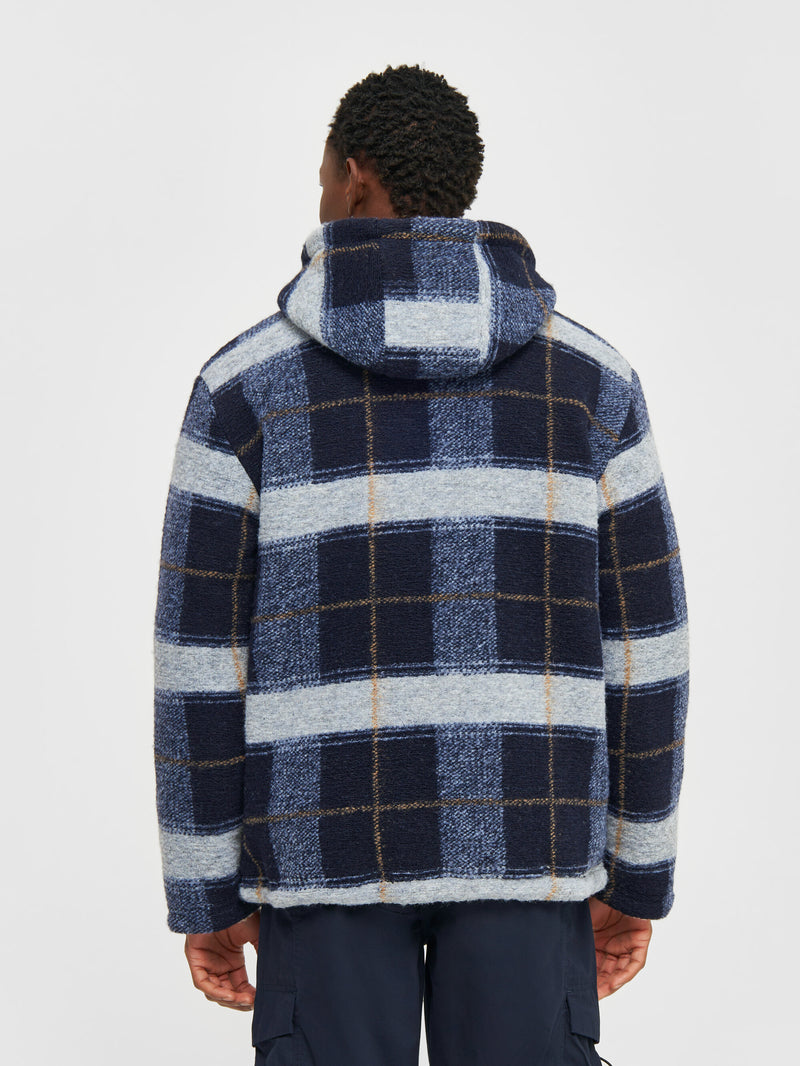 KnowledgeCotton Apparel - MEN Teddy reversible zip hood jacket Fleeces 7021 blue check