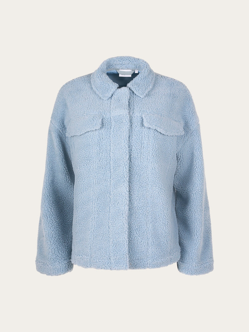 KnowledgeCotton Apparel - WMN Teddy trucker jacket Fleeces 1322 Asley Blue