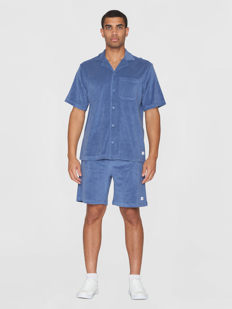 KnowledgeCotton Apparel - MEN Terry loose short sleeve shirt Shirts 1432 Moonlight Blue