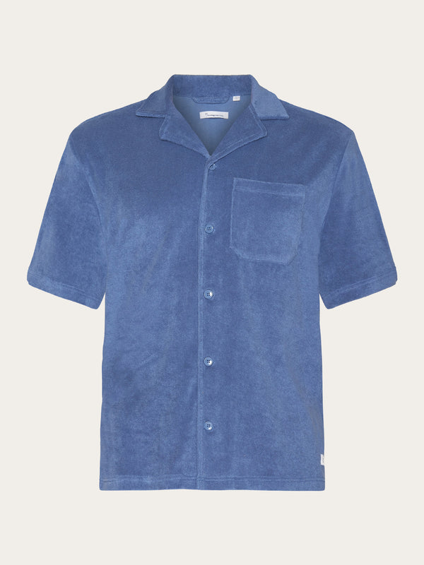 KnowledgeCotton Apparel - MEN Terry loose short sleeve shirt Shirts 1432 Moonlight Blue