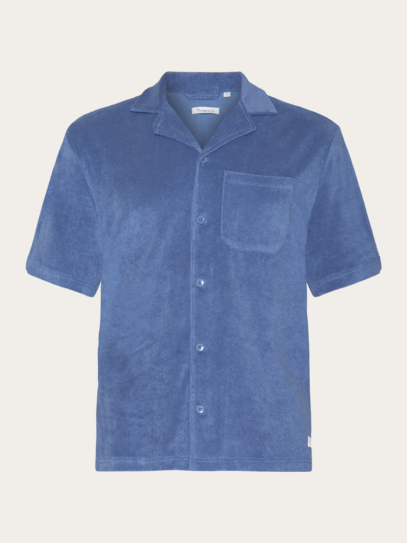 KnowledgeCotton Apparel - MEN Terry loose short sleeve shirt Shirts 1432 Moonlight Blue