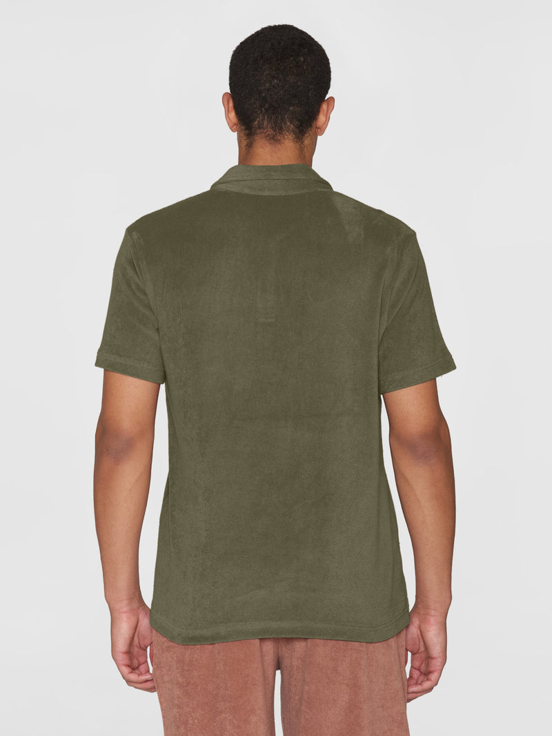 KnowledgeCotton Apparel - MEN Terry polo Polos 1068 Burned Olive