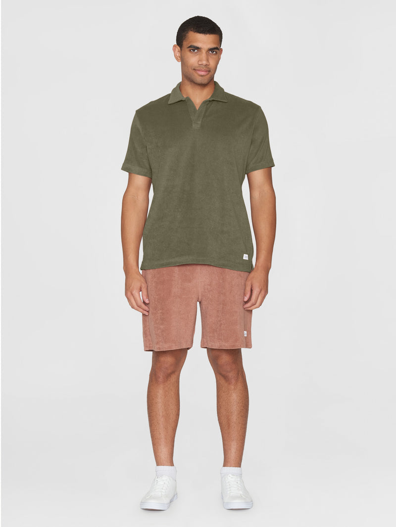 KnowledgeCotton Apparel - MEN Terry polo Polos 1068 Burned Olive