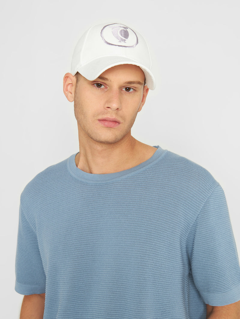 KnowledgeCotton Apparel - UNI Twill baseball cap with embroidery Caps 1387 Egret