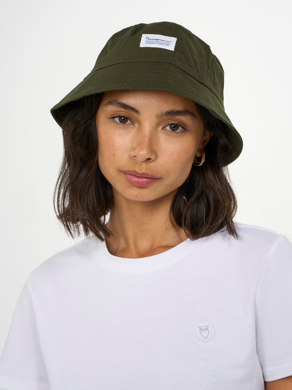 KnowledgeCotton Apparel - UNI Twill block bucket hat Hats 1090 Forrest Night