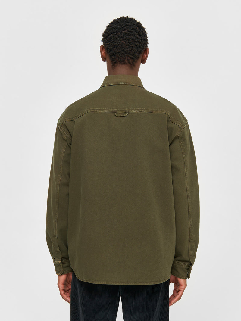 KnowledgeCotton Apparel - MEN Twill loose fit overshirts Overshirts 1100 Dark Olive