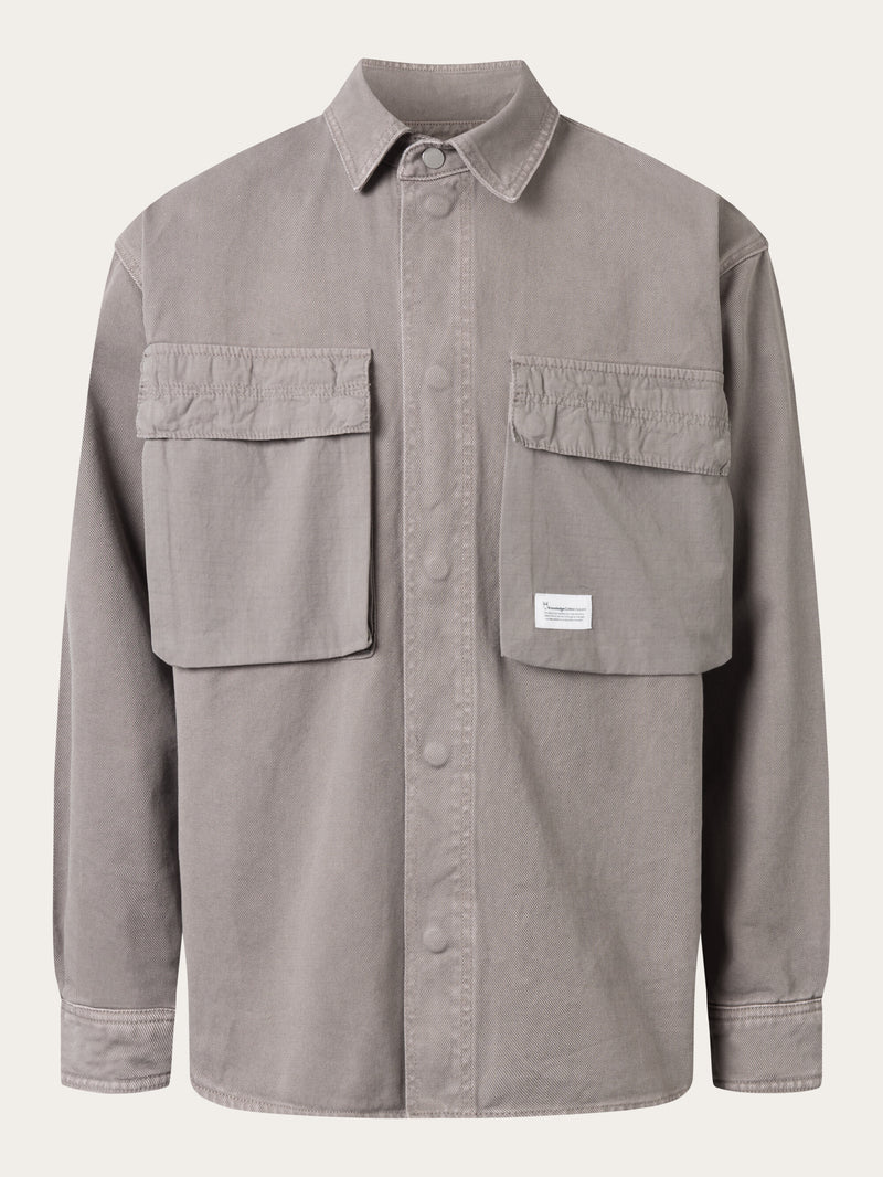 KnowledgeCotton Apparel - MEN Twill loose fit overshirts Overshirts 1401 Sharkskin