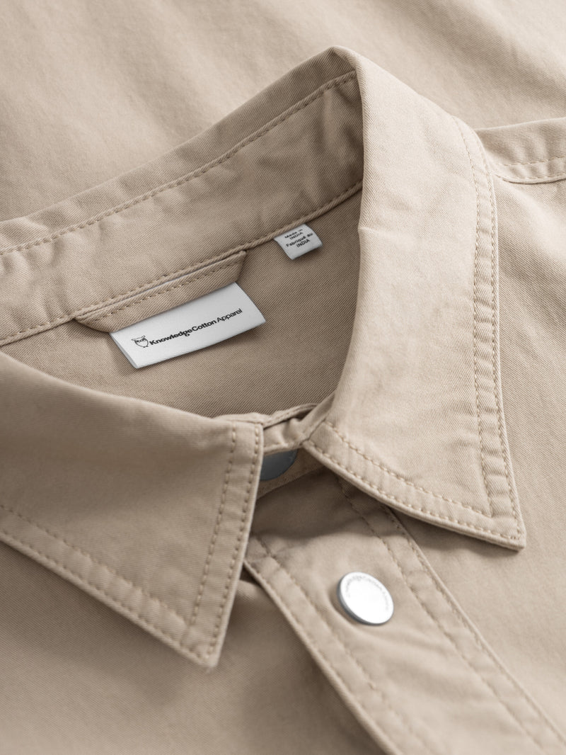 KnowledgeCotton Apparel - MEN Twill overshirt Overshirts 1228 Light feather gray