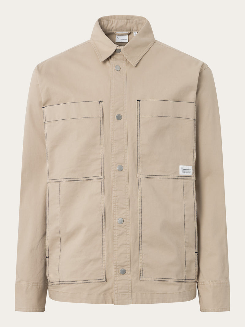 KnowledgeCotton Apparel - MEN Twill overshirt Overshirts 1228 Light feather gray