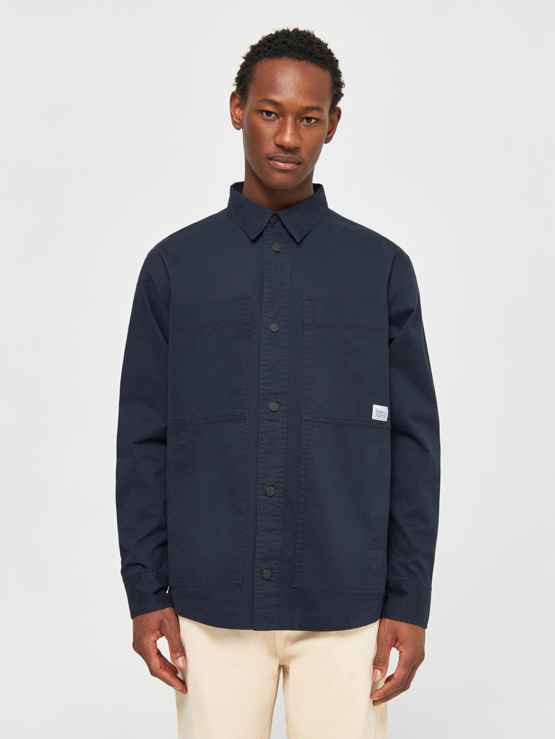 KnowledgeCotton Apparel - MEN Twill overshirt Overshirts 1412 Night Sky