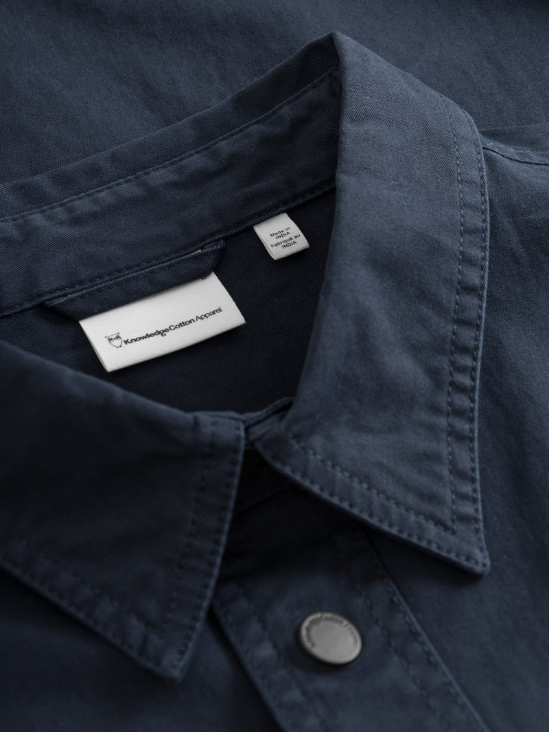 KnowledgeCotton Apparel - MEN Twill overshirt Overshirts 1412 Night Sky