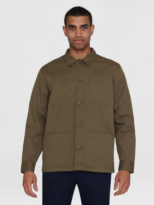 KnowledgeCotton Apparel - MEN Twill overshirt - GOTS/Vegan Overshirts 1068 Burned Olive