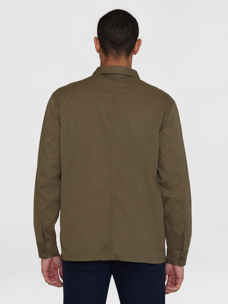 KnowledgeCotton Apparel - MEN Twill overshirt - GOTS/Vegan Overshirts 1068 Burned Olive