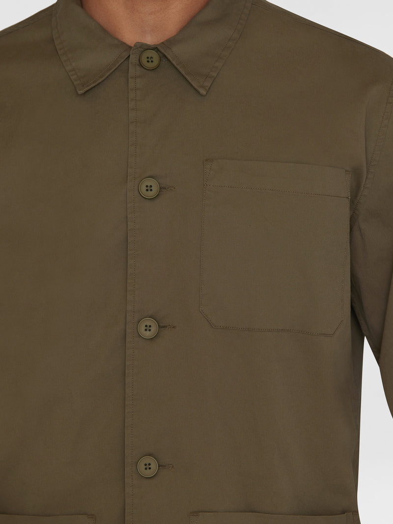 KnowledgeCotton Apparel - MEN Twill overshirt - GOTS/Vegan Overshirts 1068 Burned Olive