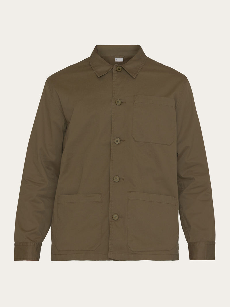 KnowledgeCotton Apparel - MEN Twill overshirt - GOTS/Vegan Overshirts 1068 Burned Olive