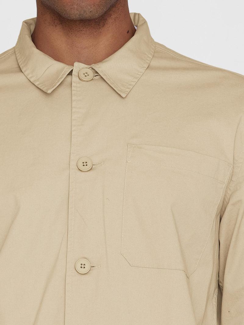 KnowledgeCotton Apparel - MEN Twill overshirt - GOTS/Vegan Overshirts 1228 Light feather gray