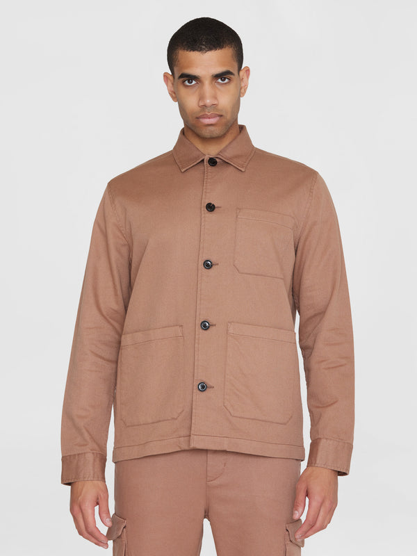 KnowledgeCotton Apparel - MEN Twill overshirt GOTS/Vegan Overshirts 1437 Chocolate Malt