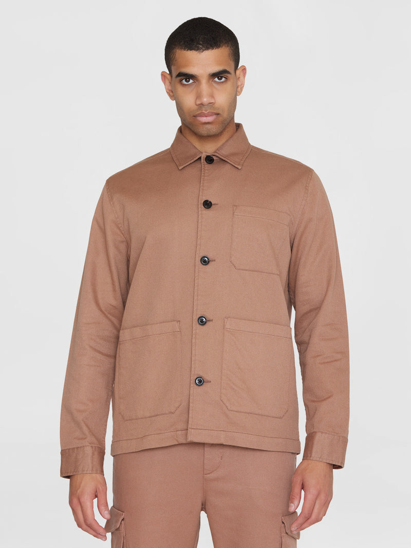 KnowledgeCotton Apparel - MEN Twill overshirt GOTS/Vegan Overshirts 1437 Chocolate Malt