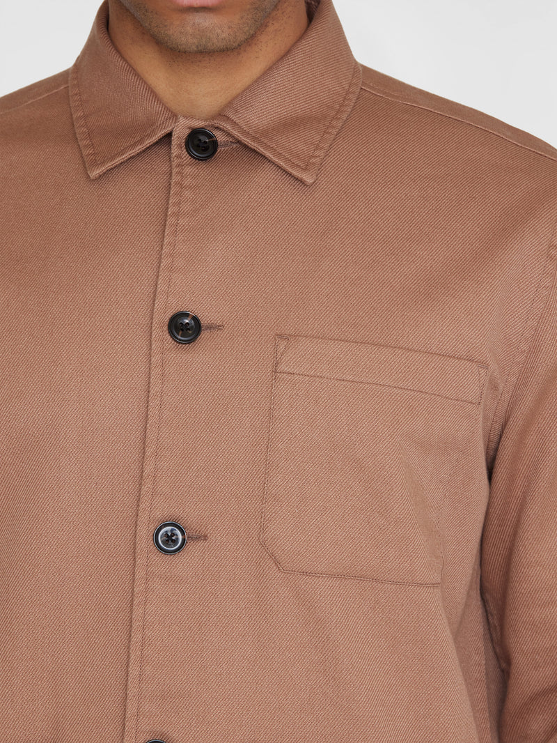 KnowledgeCotton Apparel - MEN Twill overshirt GOTS/Vegan Overshirts 1437 Chocolate Malt