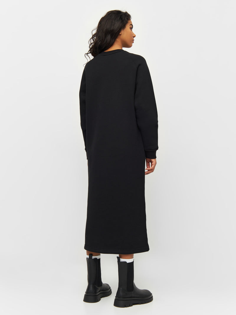 KnowledgeCotton Apparel - WMN Twill sweat dress Dresses 1300 Black Jet