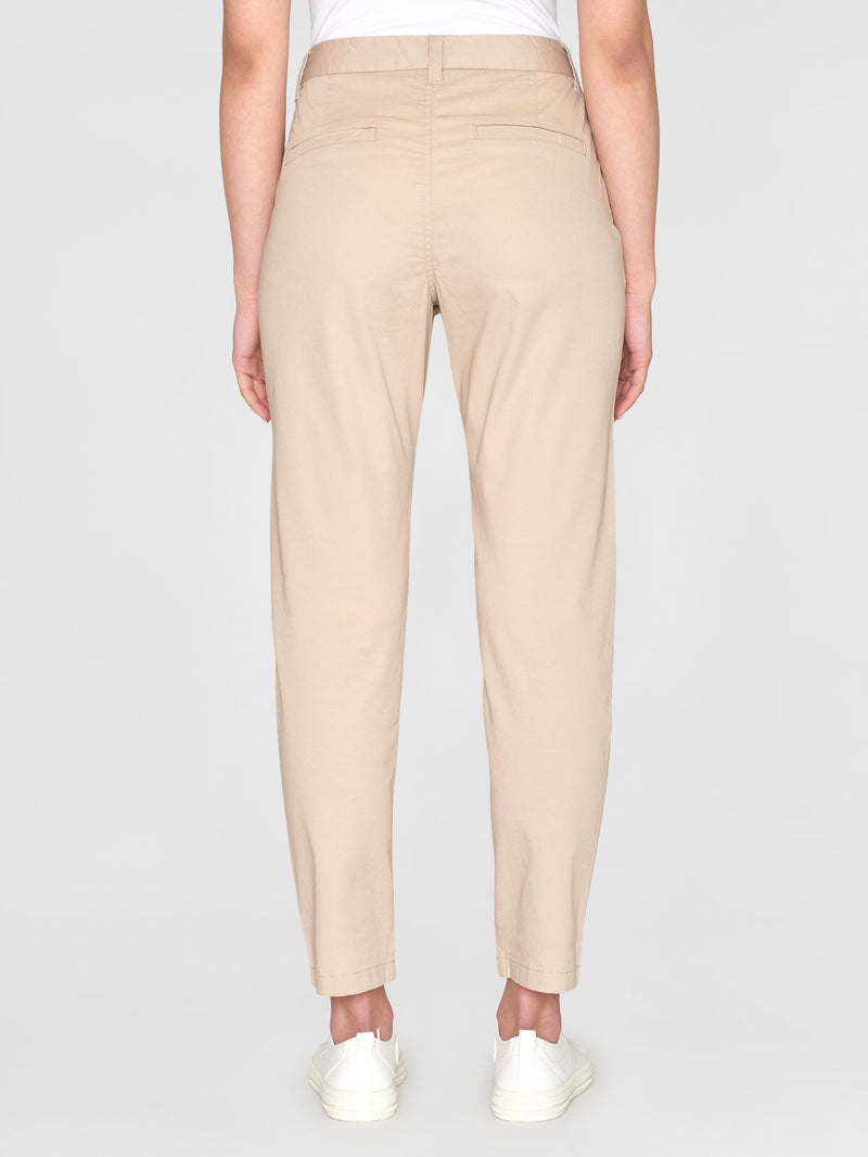 KnowledgeCotton Apparel - WMN WILLOW regular cropped poplin chino Pants 1228 Light feather gray