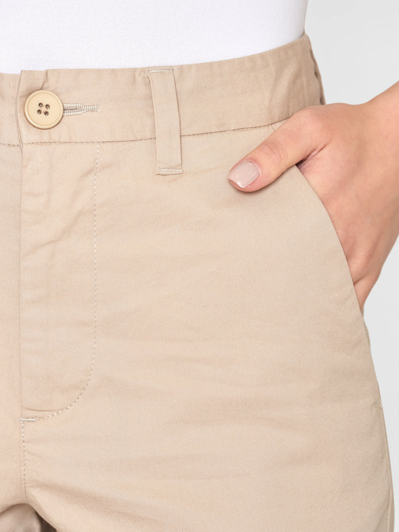 KnowledgeCotton Apparel - WMN WILLOW regular cropped poplin chino Pants 1228 Light feather gray