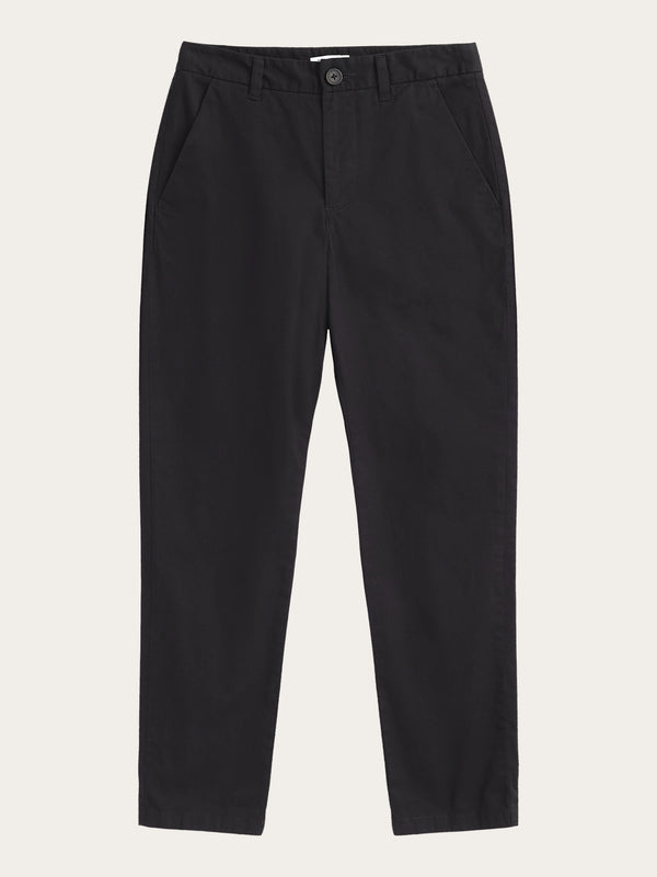 KnowledgeCotton Apparel - WMN WILLOW regular cropped poplin chino Pants 1300 Black Jet