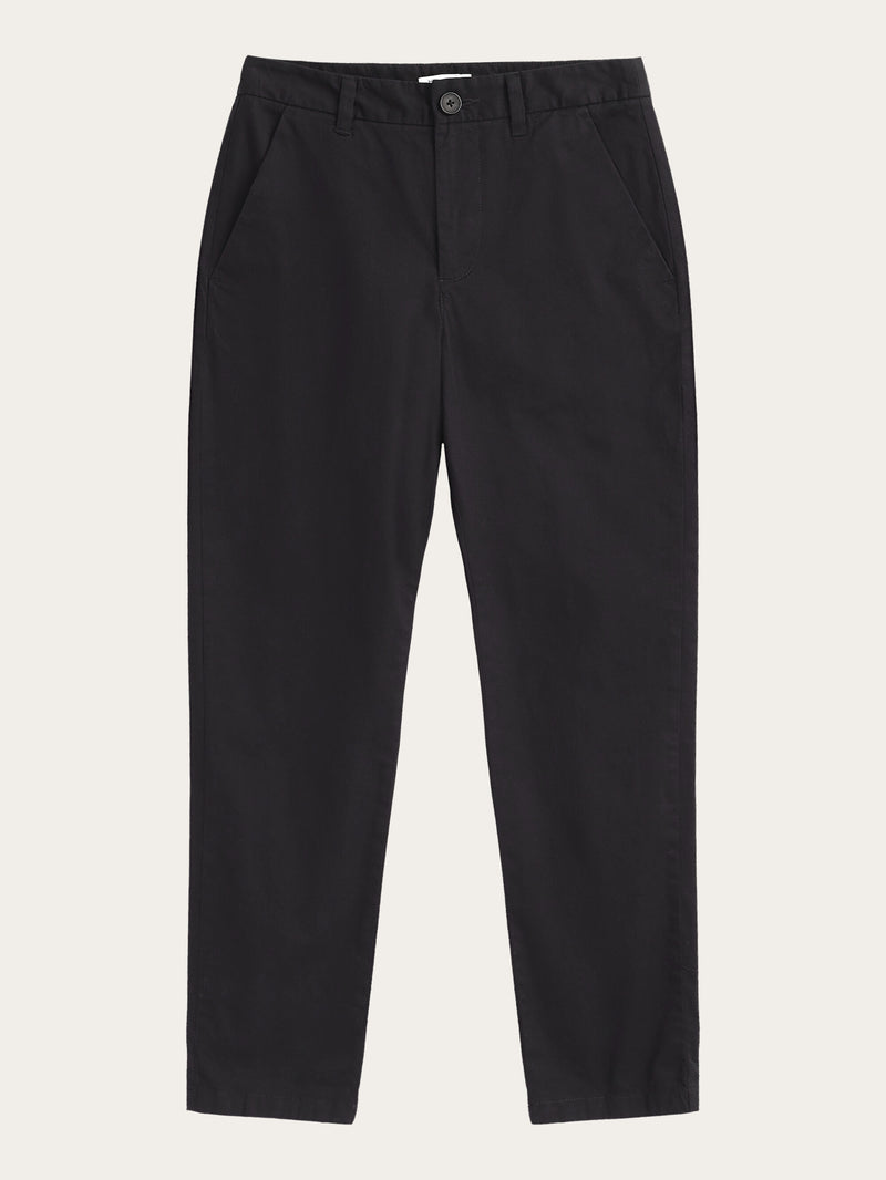 KnowledgeCotton Apparel - WMN WILLOW regular cropped poplin chino Pants 1300 Black Jet