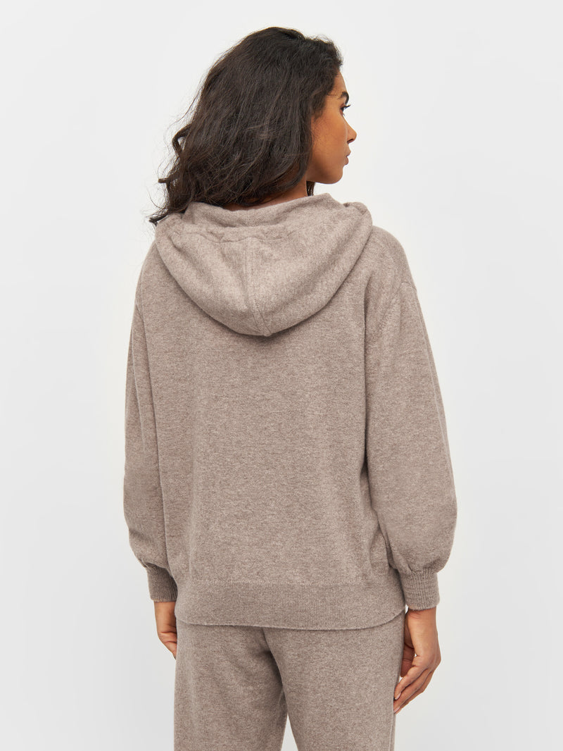 KnowledgeCotton Apparel - WMN Wool hood knit Knits 1336 Kelp melange