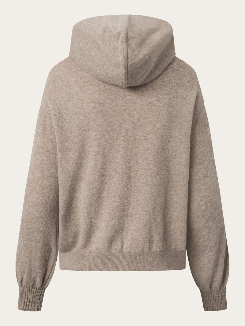 KnowledgeCotton Apparel - WMN Wool hood knit Knits 1336 Kelp melange