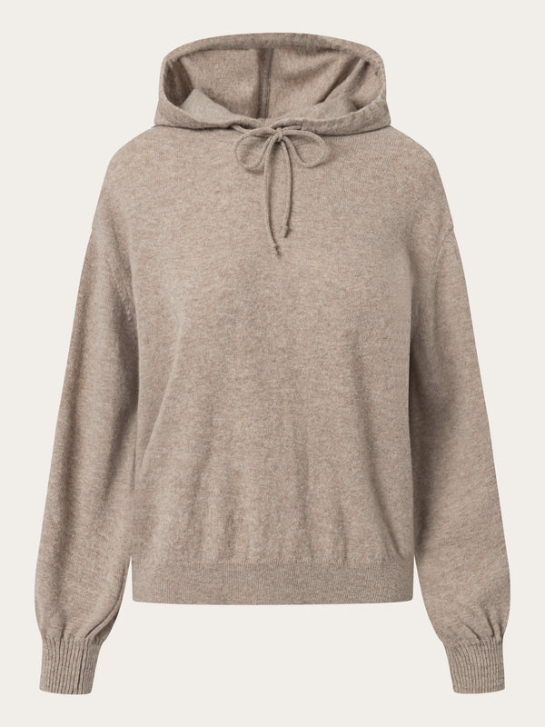 KnowledgeCotton Apparel - WMN Wool hood knit Knits 1336 Kelp melange