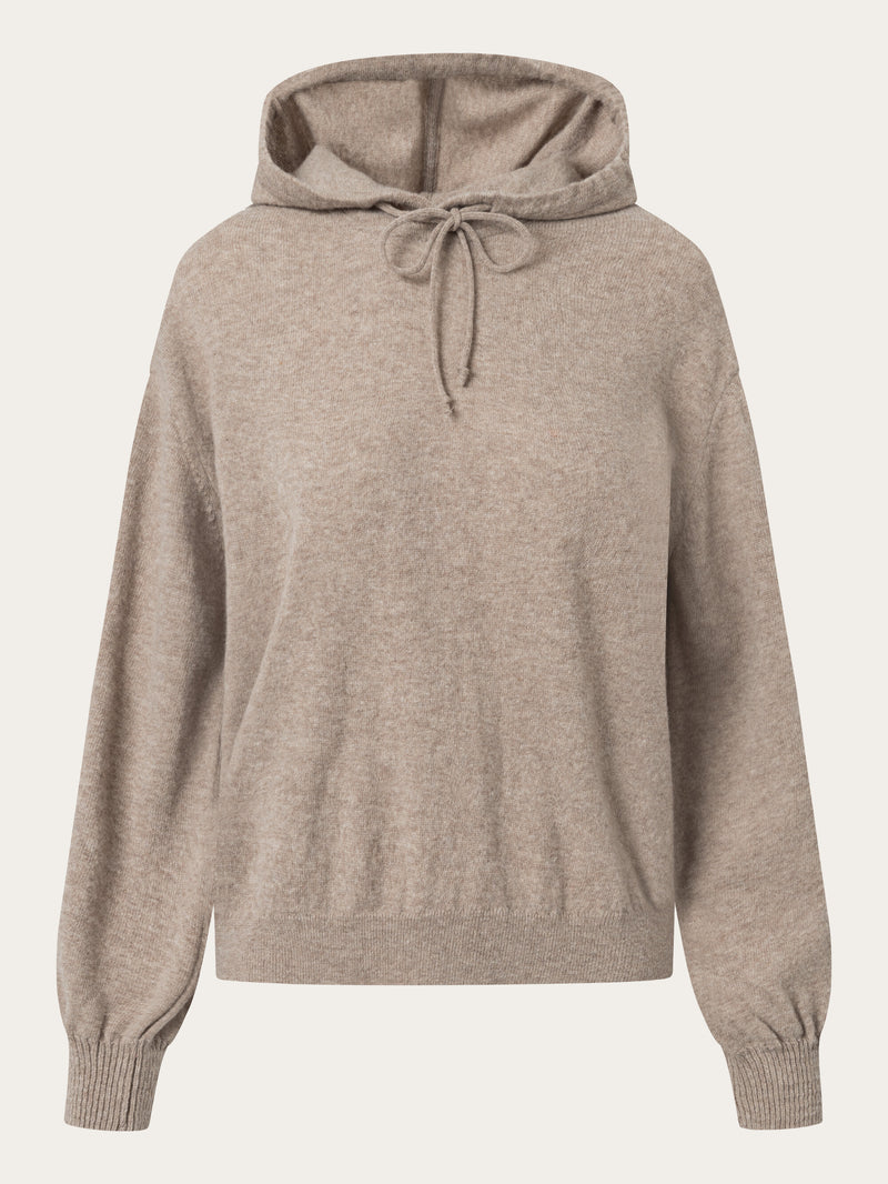 KnowledgeCotton Apparel - WMN Wool hood knit Knits 1336 Kelp melange