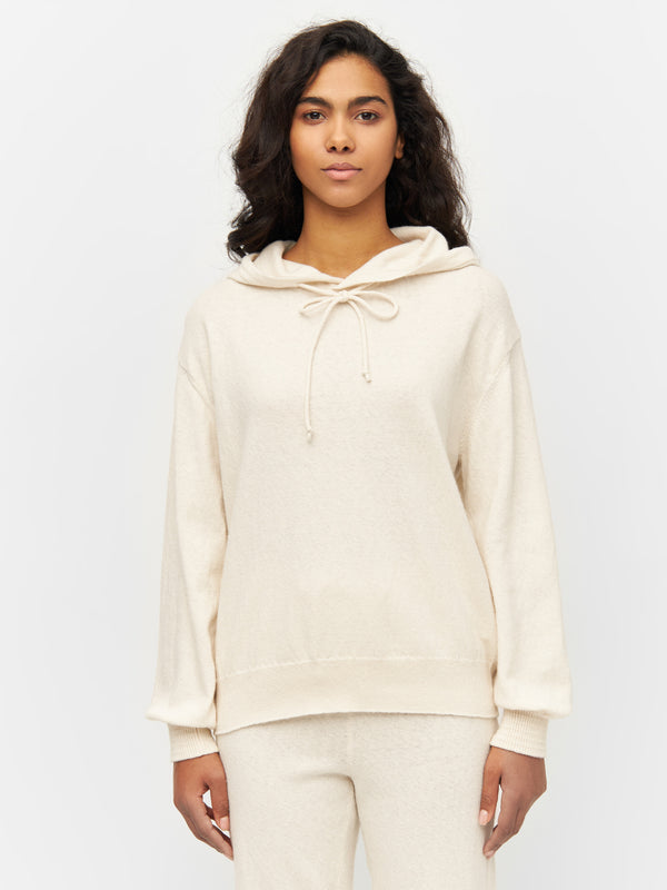 KnowledgeCotton Apparel - WMN Wool hood knit Knits 1348 Buttercream